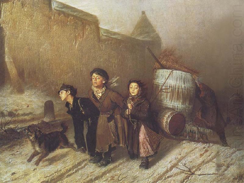 Vasily Perov Apprentices Pulling a Water Barrel china oil painting image